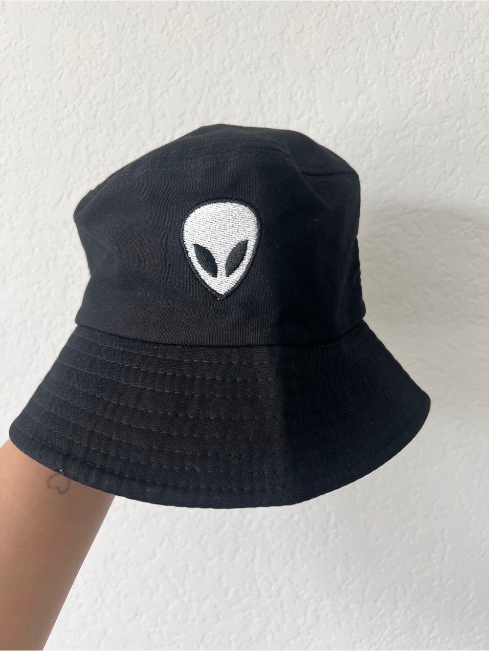 Black Alien Patch Bucket Hat